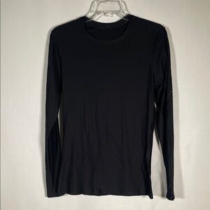 LULULEMON WOMENS BLACK LONG SLEEVE UNDERSHIRT FITTED LARGE